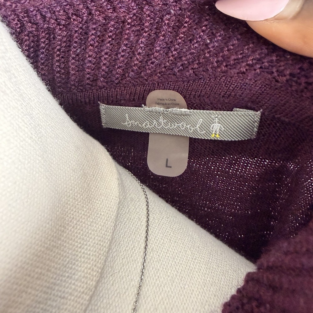 SMARTWOOL Burgundy 100% Merino Wool Cowl Neck Sweater Women's Size L - Picture 6 of 8